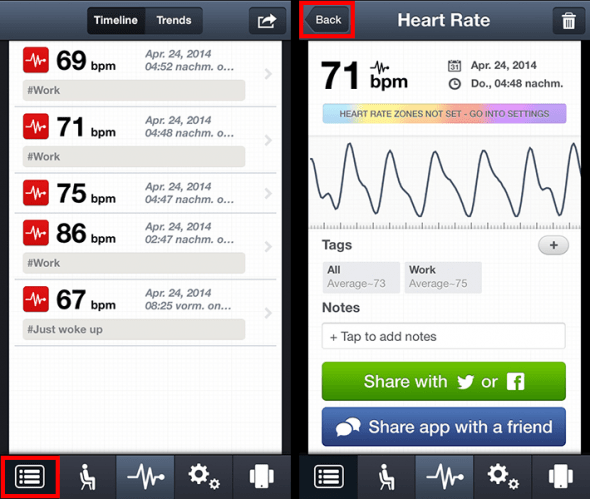 instant heart rate history