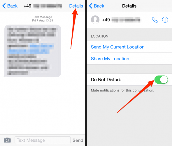 mute a single chat in messages app
