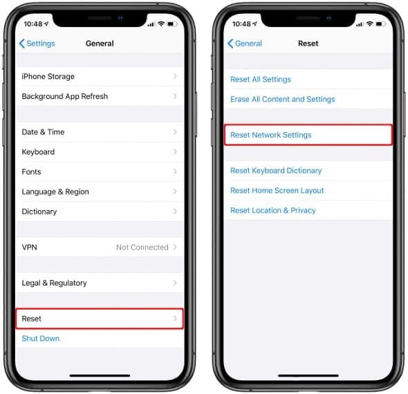 Reset Network Settings on the iPhone
