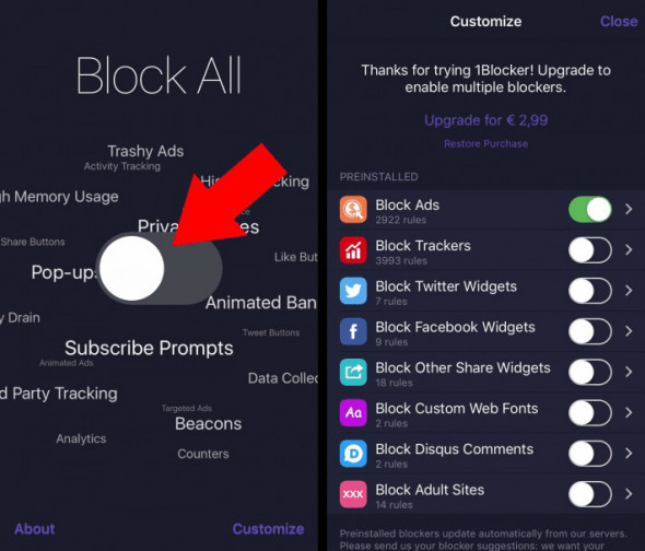 1blocker settings