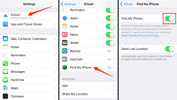 how to enable find my iPhone