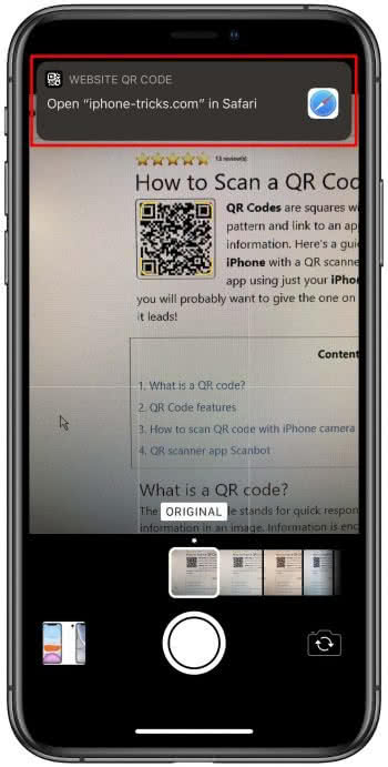 QR Scan on iPhone