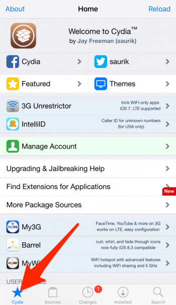 cydia start page