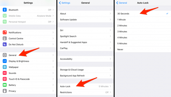 how to change auto lock duration on iphone