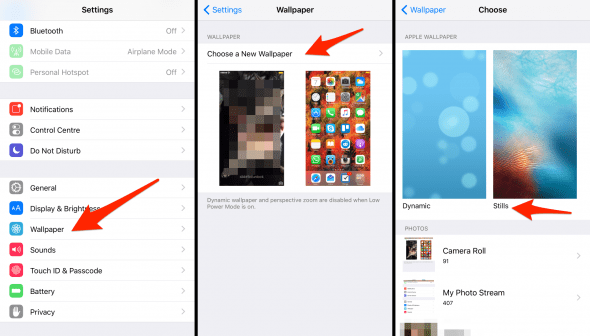 how to choose a static wallpaper on iPhone