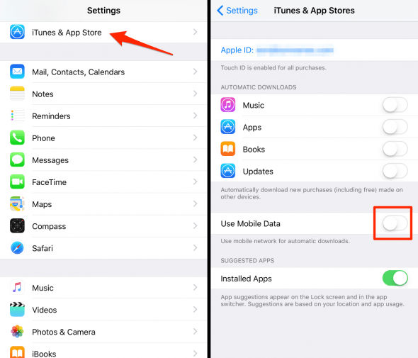 how to disable mobile data for automatic downloads