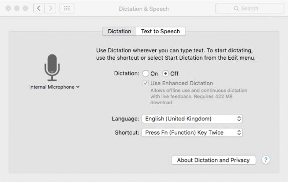 how to enable dictation on mac