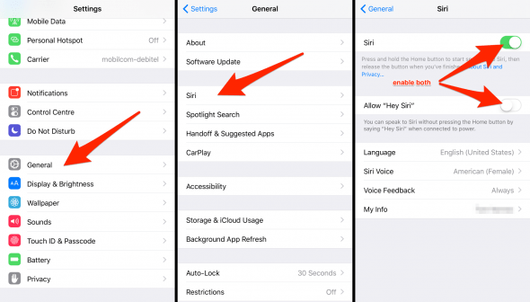 how to enable hey Siri on iPhone
