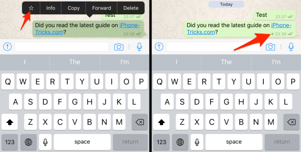how to star a message in WhatsApp