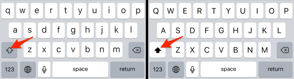 lowercase to uppercase on iOS keyboard