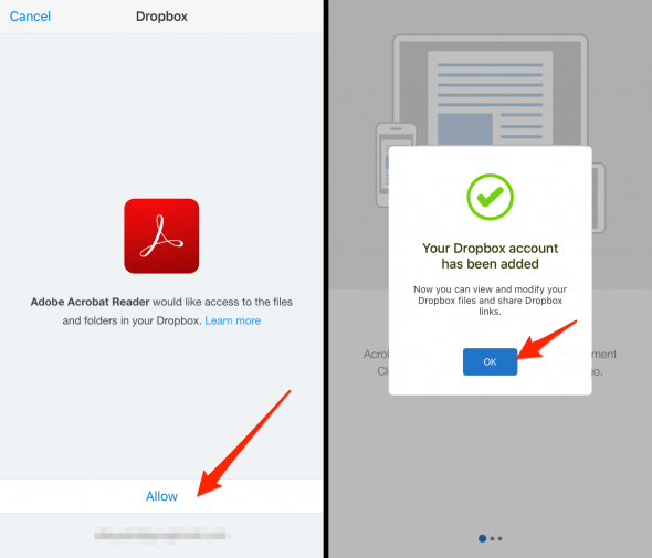 allow acrobat dropbox access