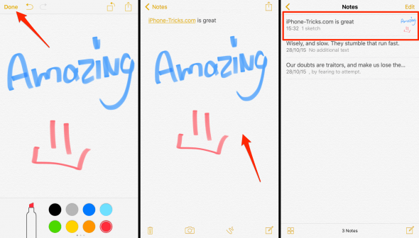 handwritten notes and sketches in the notes app