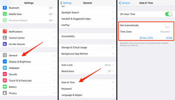 how to change date and time on iPhone