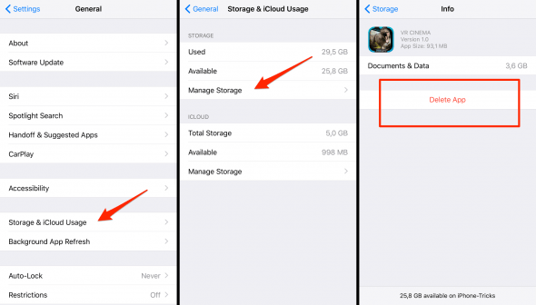 how to delete large apps on iPhone