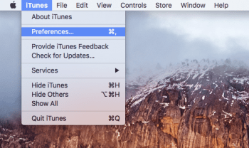how to open iTunes preferences on a mac