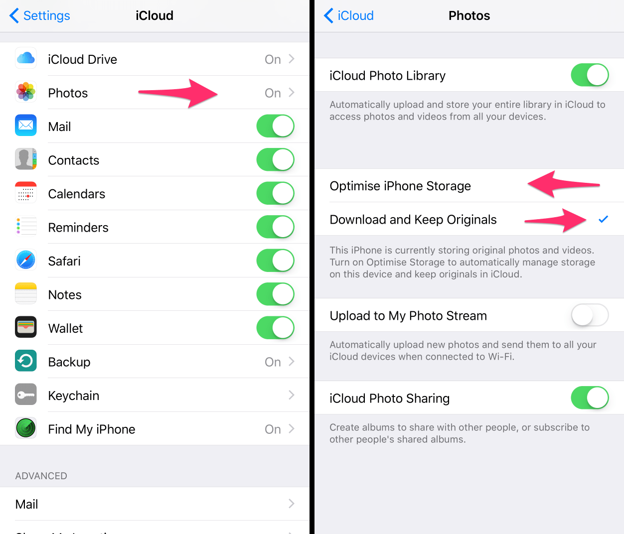 Icloud photos not on phone