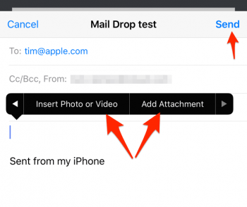 how to add an attachment to an email on iPhone