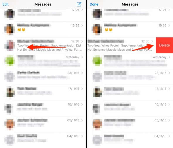how to delete a text in the Messages app