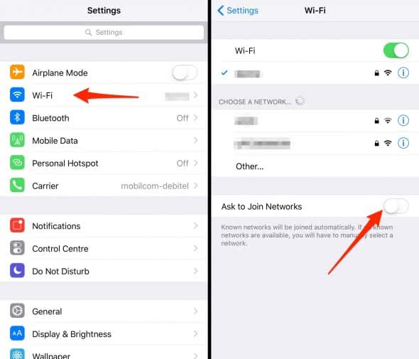 how to disable wifi search