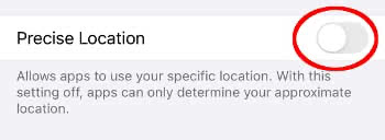 Disable "Precise Location" data for apps in iPhone Location Services