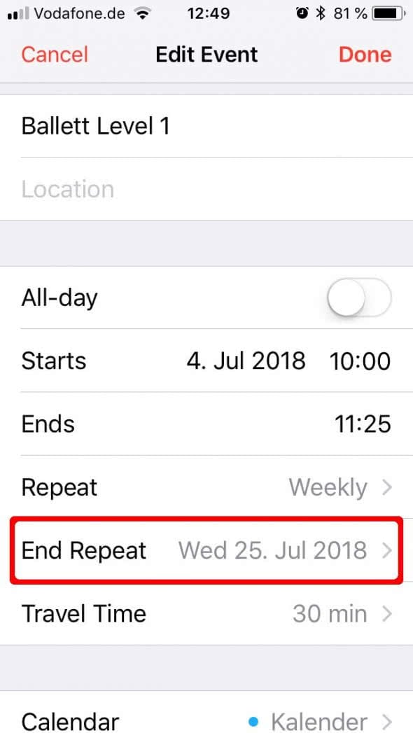 Cannot Delete Recurring Event Iphone Calendar 