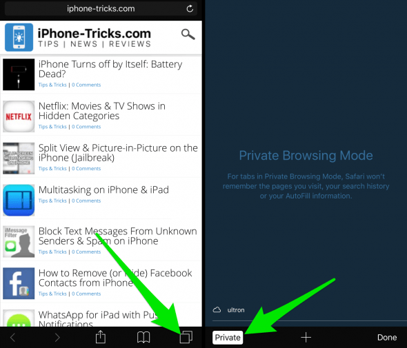 how to check private browsing history