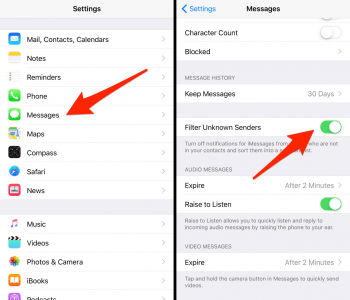 Block Text Messages From Unknown Senders & Spam on iPhone