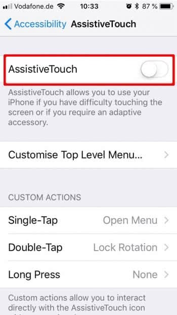 Activate AssistiveTouch on iPhone