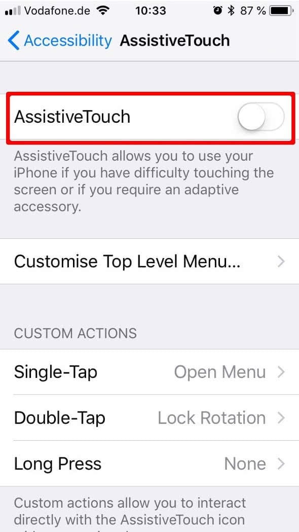 add screenshot button to iphone
