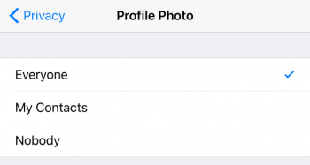 WhatsApp profile photo settings