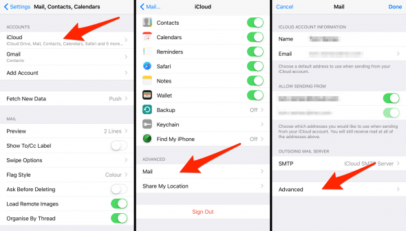 how to access advanced email settings