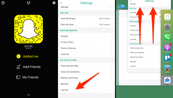 how to log out and quit snapchat
