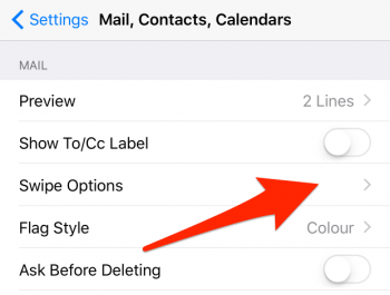 mail swipe options