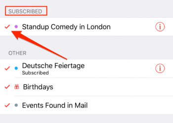 calendar subscriptions in iOS calendar app