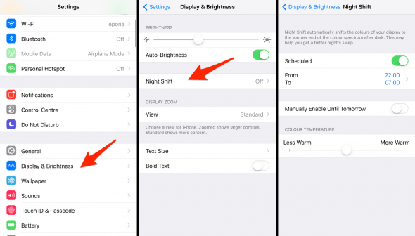 how to enable night shift mode