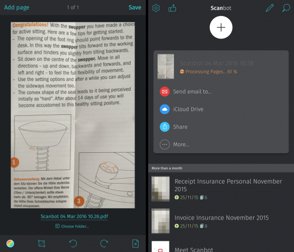 how to scan a PDF on iPhone using scanbot