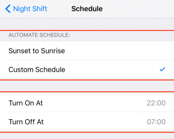 how to schedule night shift mode