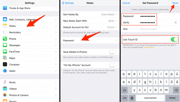 how to set a password for your notes on iPhone
