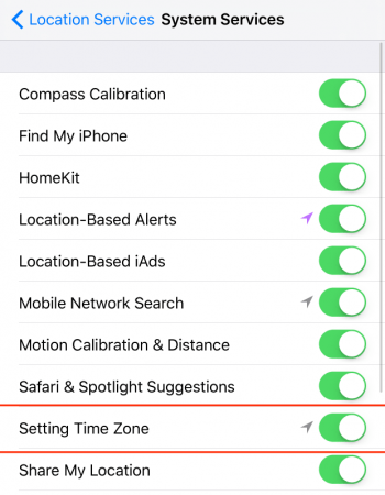 how to set your time zone automatically via location services