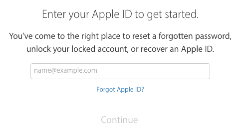 reset Apple id password