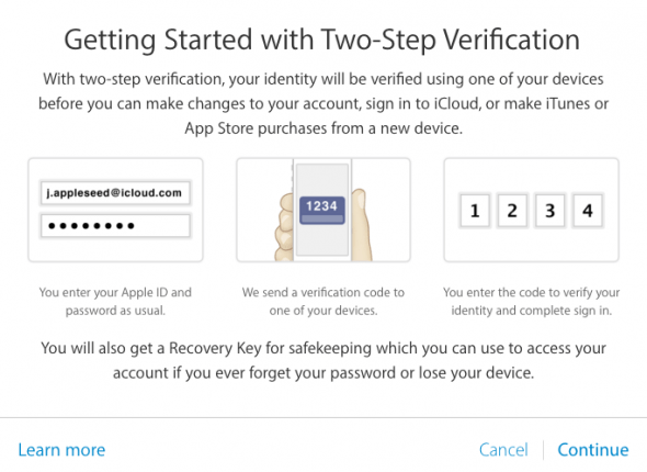 two-factor authentication setup for Apple id