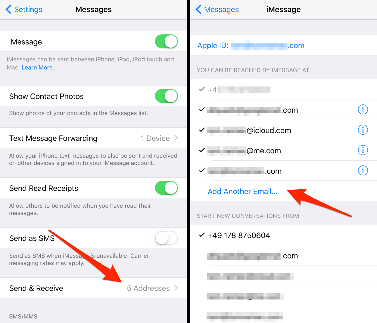 Imessage на iphone где находится. Как поменять номер в аймесседж.