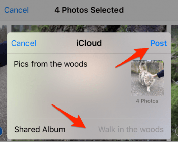 how to post iCloud photo album