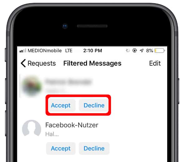 facebook messenger app message requests