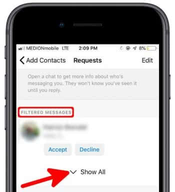 How to see filtered messages on Messenger on iPhone