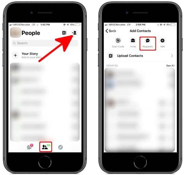 how to see message requests on facebook on iphone
