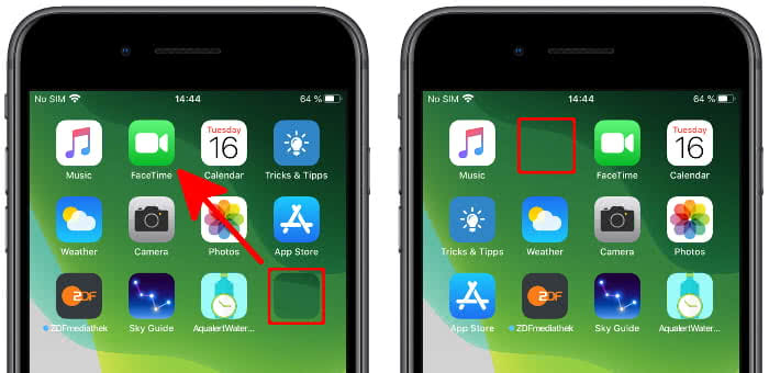 Move iEmpty app icon on the Home screen