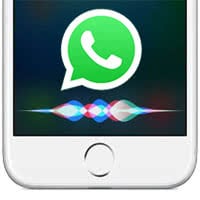 Whatsapp icon on iPhone with the voice bar of the virtual voice assistant Siri