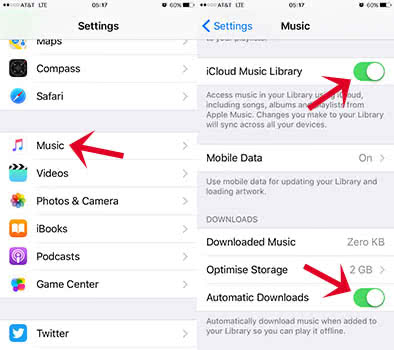 Two screenshots show how to activate the automatic downloads