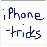 The words "iPhone tricks" in handwritten letters